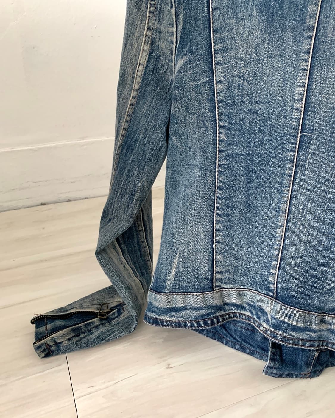 Y2K Collared zip-detail denim jacket 상품이미지10