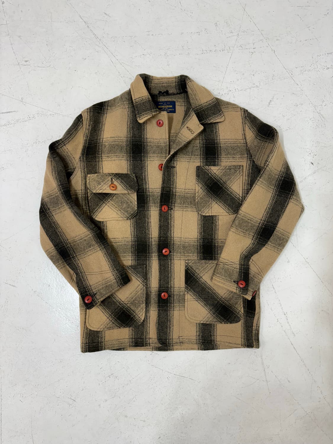 90‘s vtg  monogram Flannel  Work Jacket. 상품이미지1