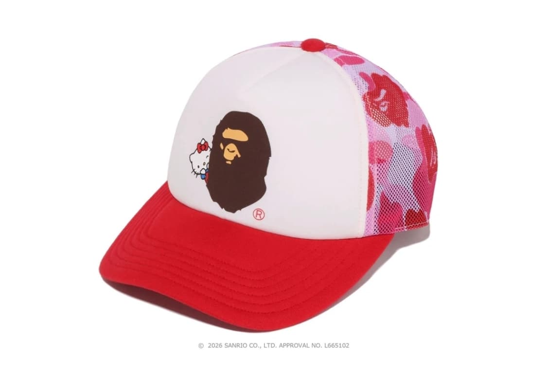 베이프 정품 산리오 콜라보 키티 에이프 헤드 메쉬캡 상품이미지1
