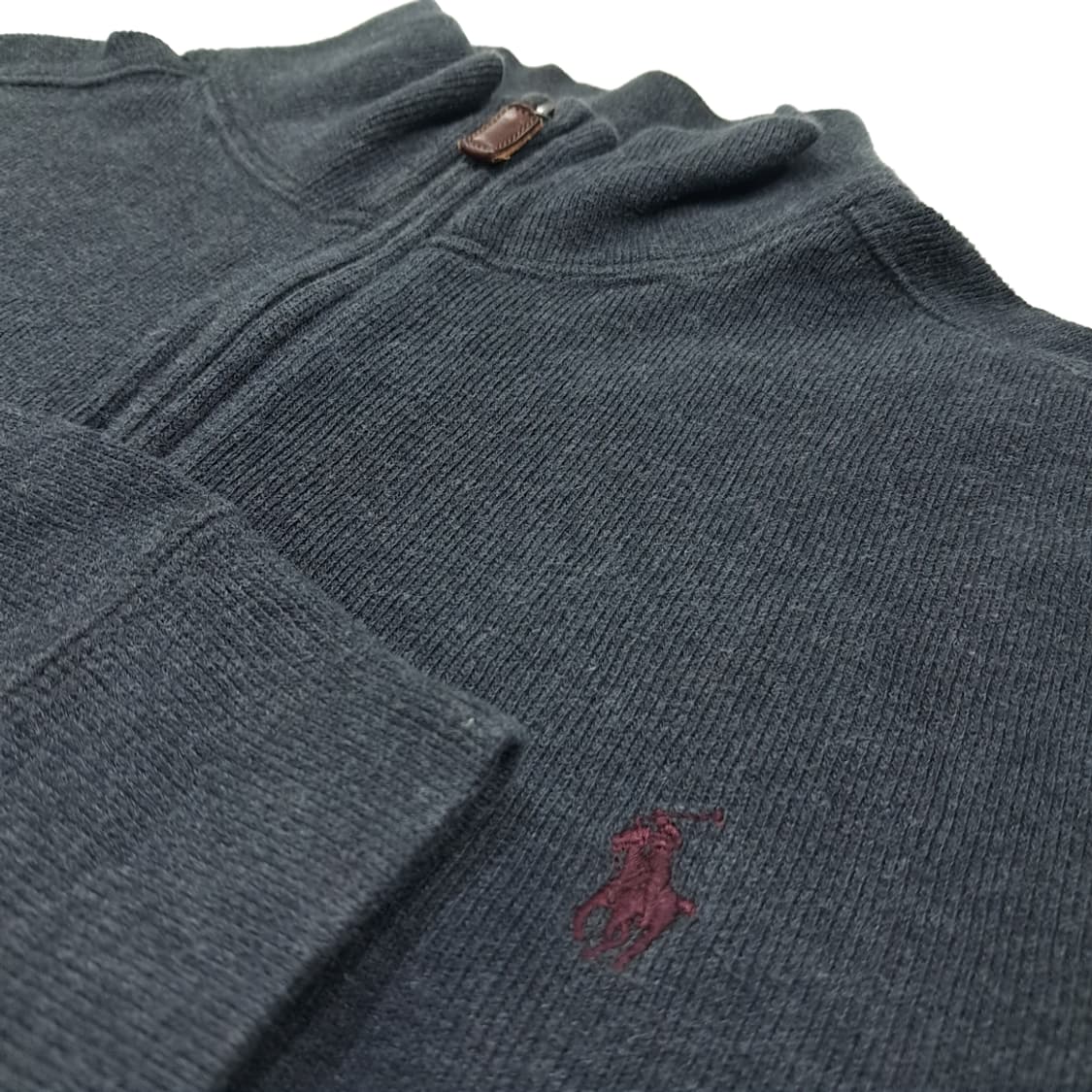 CL274 M 폴로 00s 가죽풀러 차콜그레이 하프집업 니트 스웨터 상품이미지4