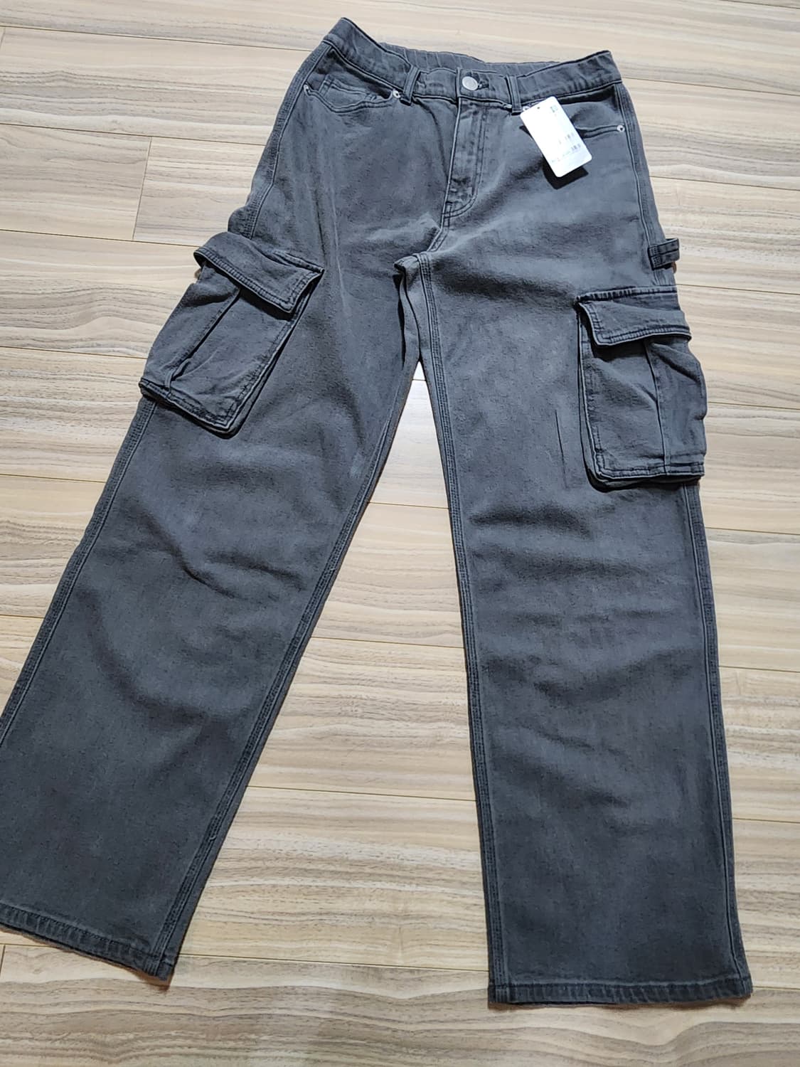 행텐히든밴딩카고스판데님팬츠청바지그레이 상품이미지1