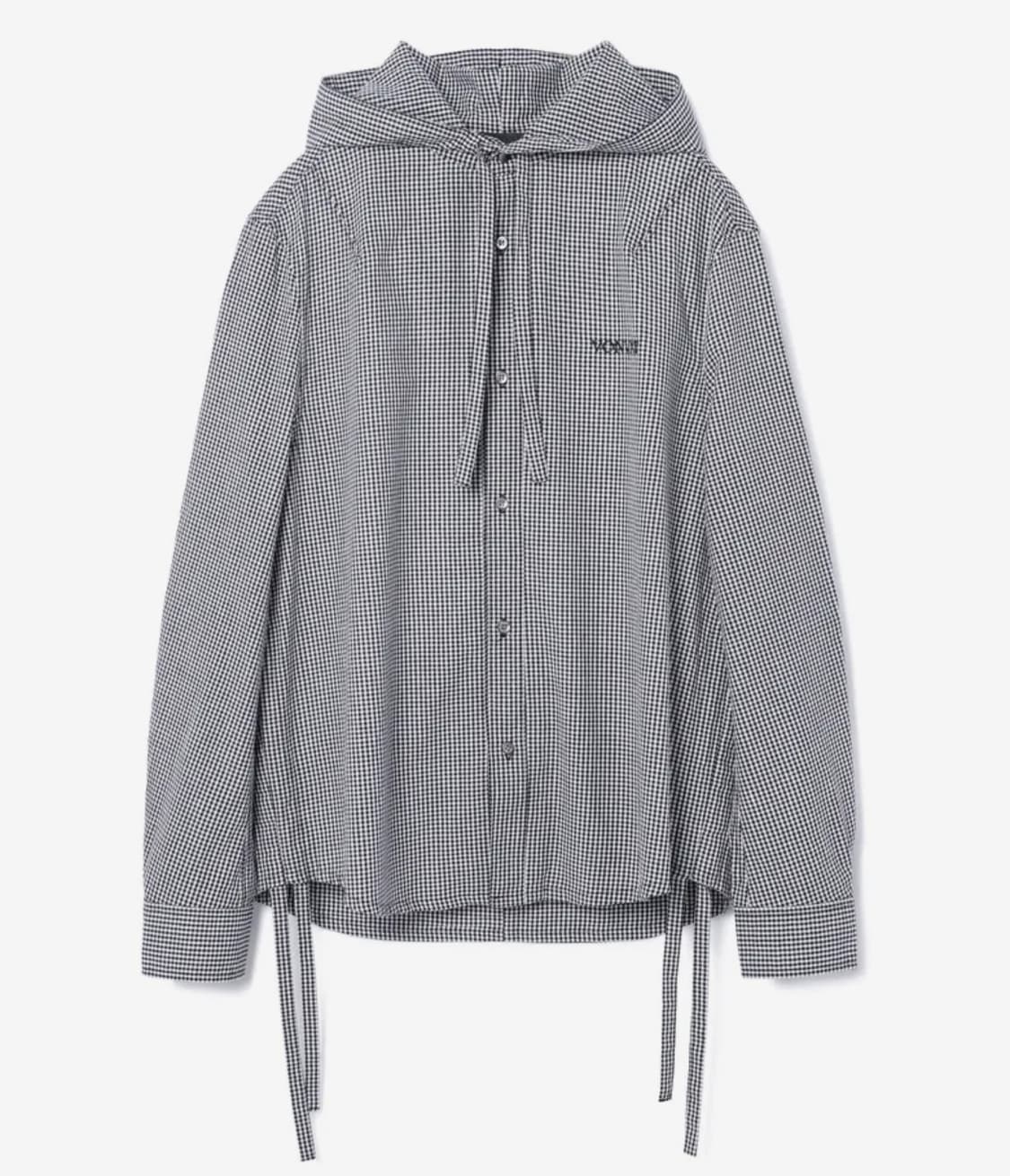 스트링 후드 체크셔츠 vonvat 상품이미지6