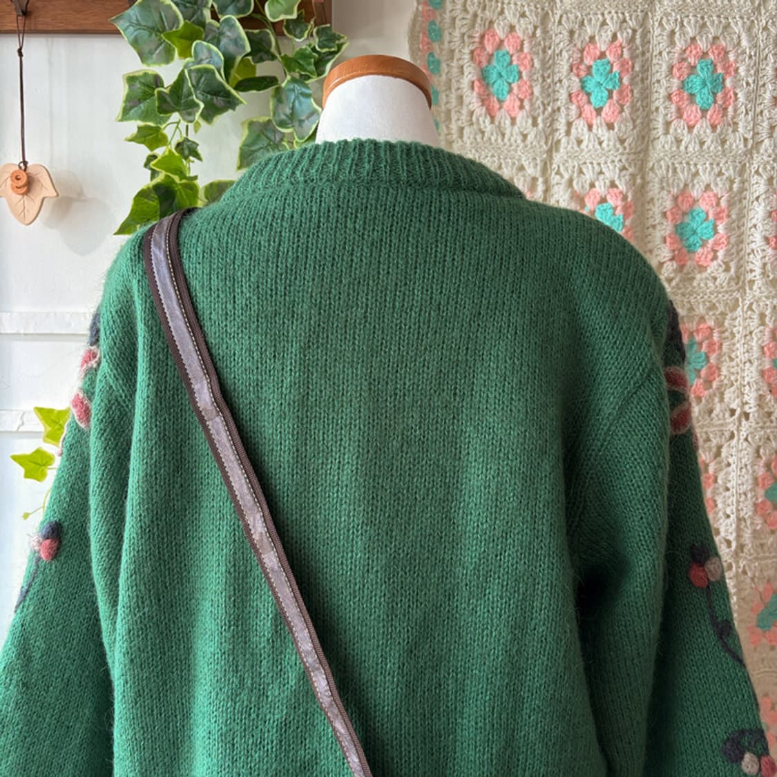 셀니빈티지 그린 플라워 모티브 니트가디건 상품이미지7
