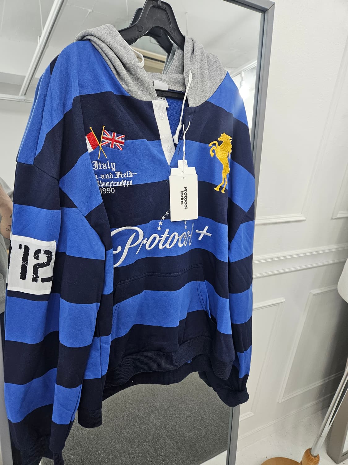 Protocol 프로토콜인덱스 스트라이프 폴로 후드 새상품 상품이미지2