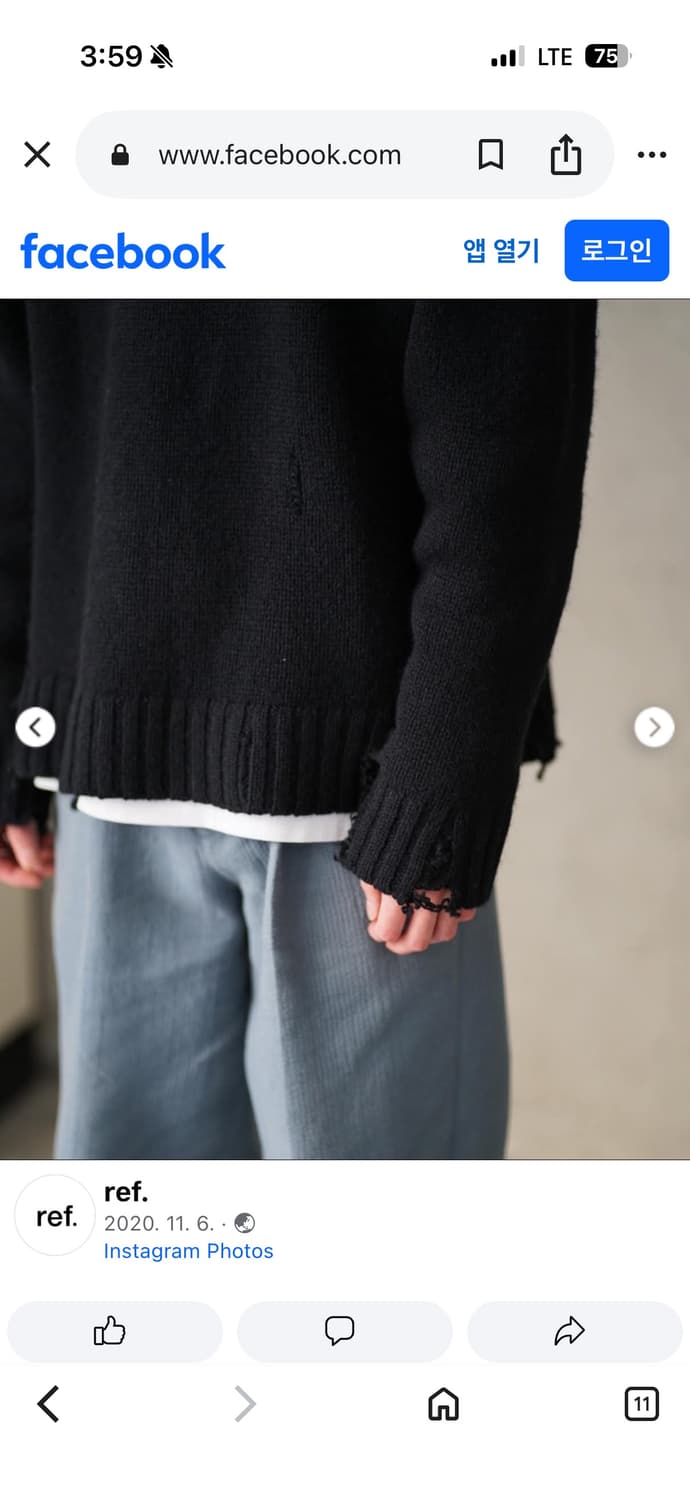 [3] unused 언유즈드 3G 데미지 니트 블랙 상품이미지4