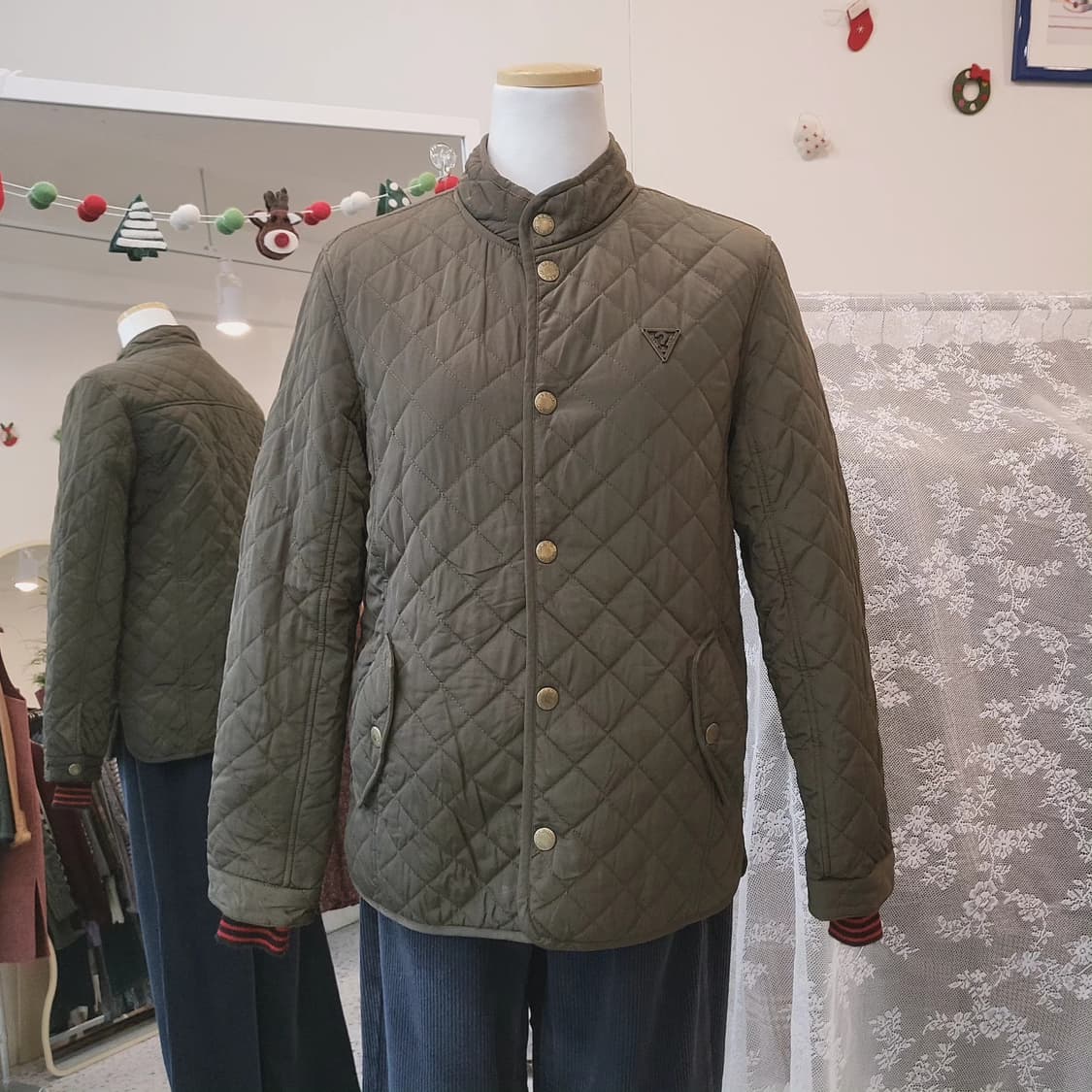 Guess jeans 카키 경량패딩 여성 퀼팅 자켓  상품이미지7