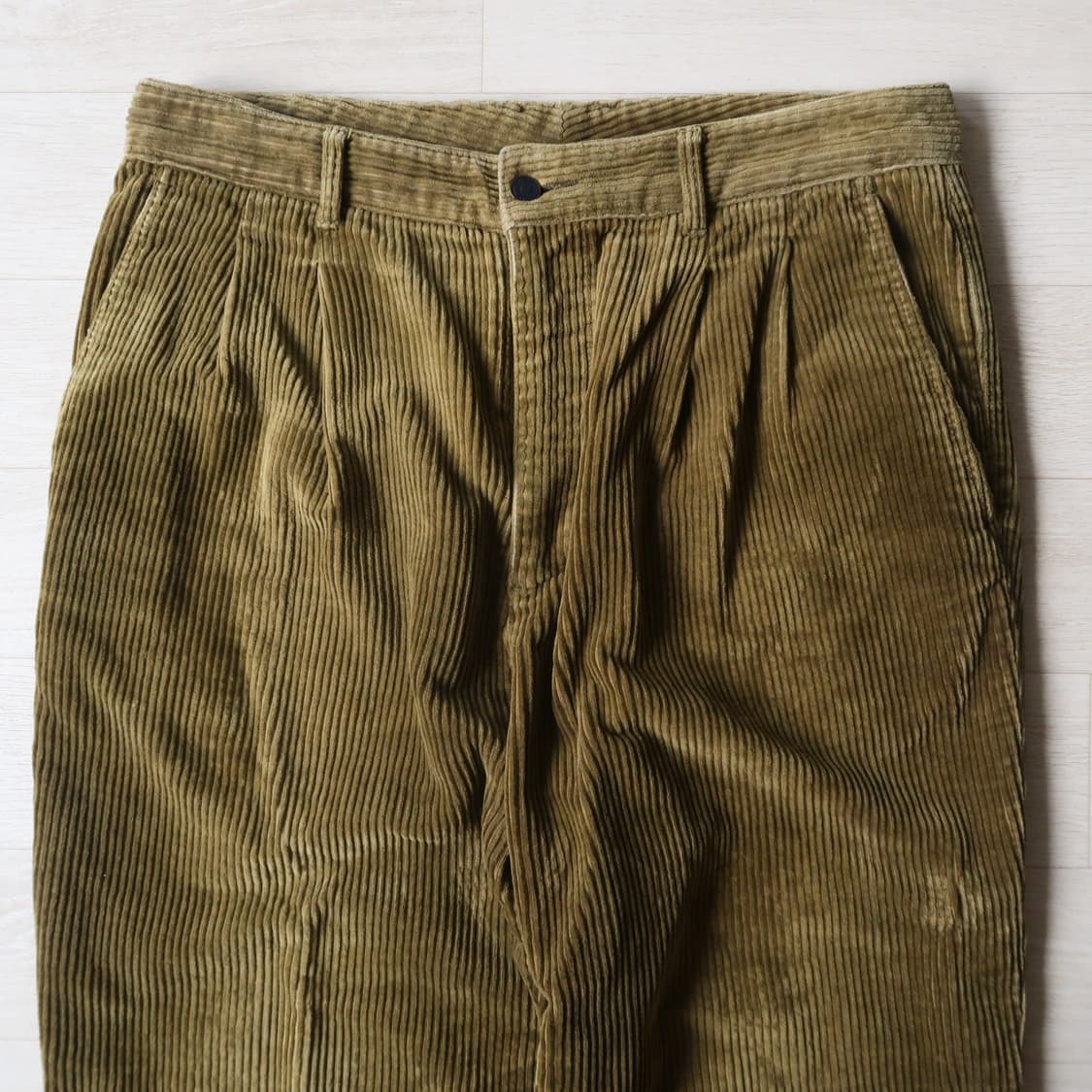 빈티지 90s 발렌티노 올리브 코듀로이 투 턱 팬츠 상품이미지4