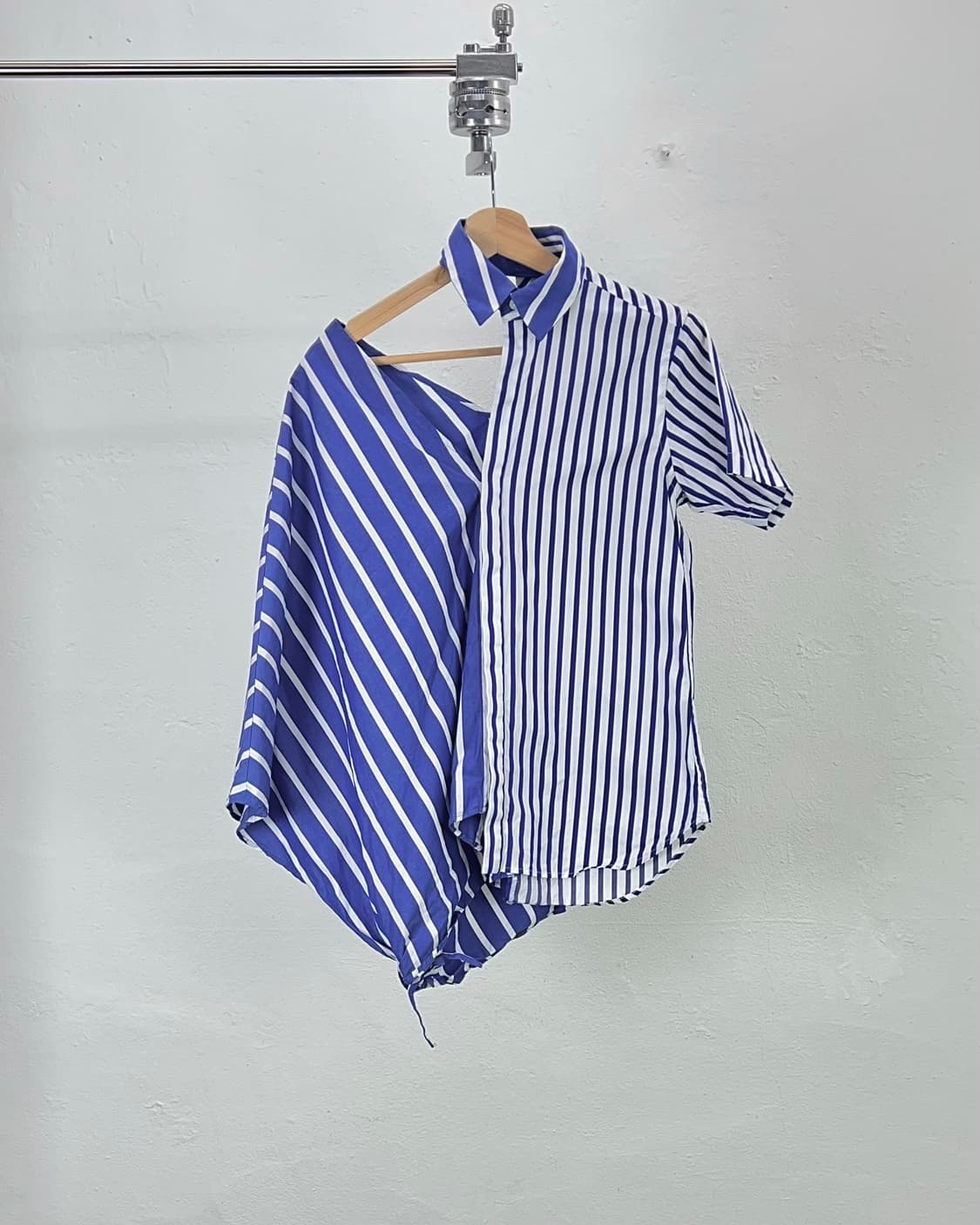 파세타즘 18ss 스트라이프 코튼 비대칭 포플린 셔츠 상품이미지1