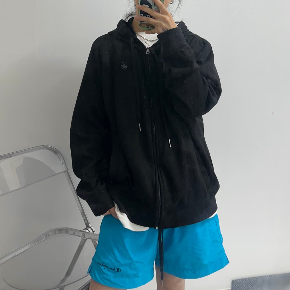 비버리힐즈 폴로클럽 블랙 후드집업 상품이미지3