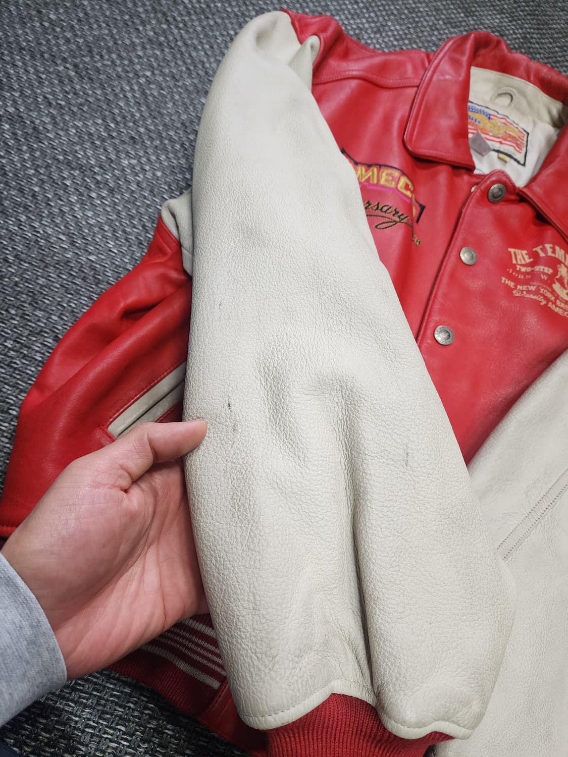 아메코 빈티지 가죽AMECO 스타디움 자켓 레드  XL 상품이미지7