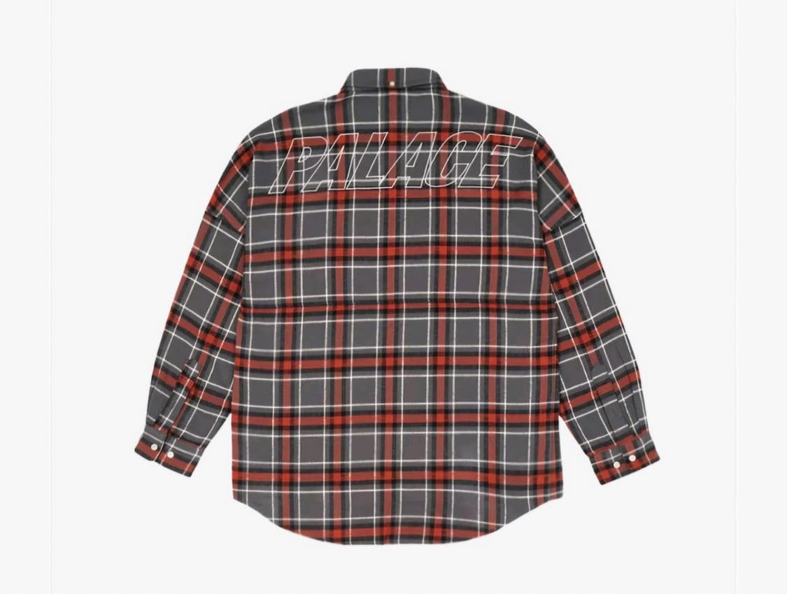 [L] 팔라스 플란넬 드롭 숄더 셔츠 그레이 새상품 palace 상품이미지1