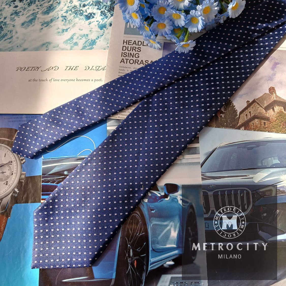 메트로시티 실크 네이비 도트 패턴 넥타이 8.3cm A등급 A19890
 상품이미지1
