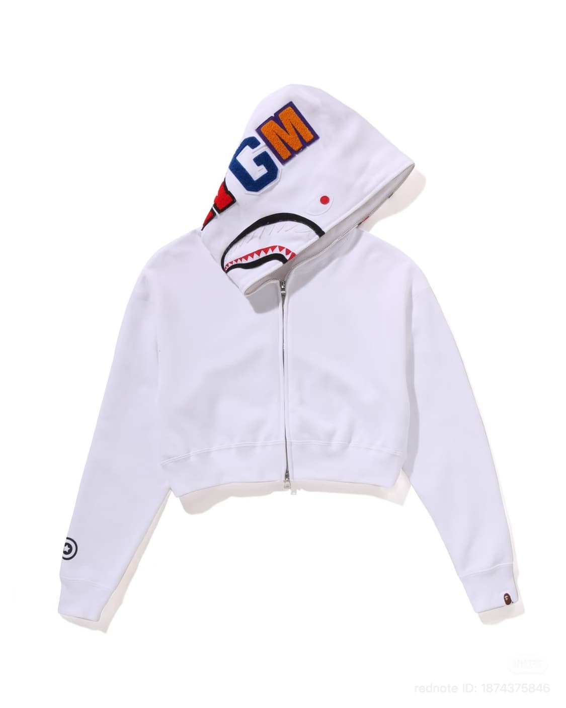 bape 베이프 샤크 크롭 풀집 후드 화이트 상품이미지1