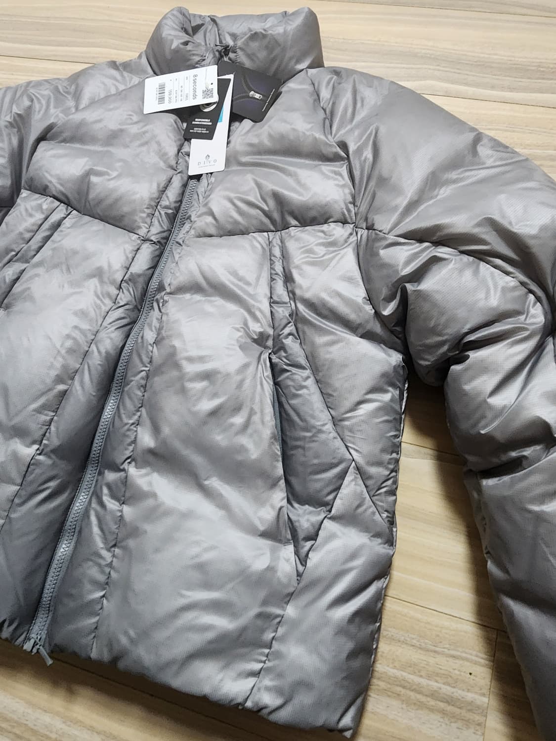 에잇세컨즈립스탑덕다운패딩점퍼L실버 상품이미지3