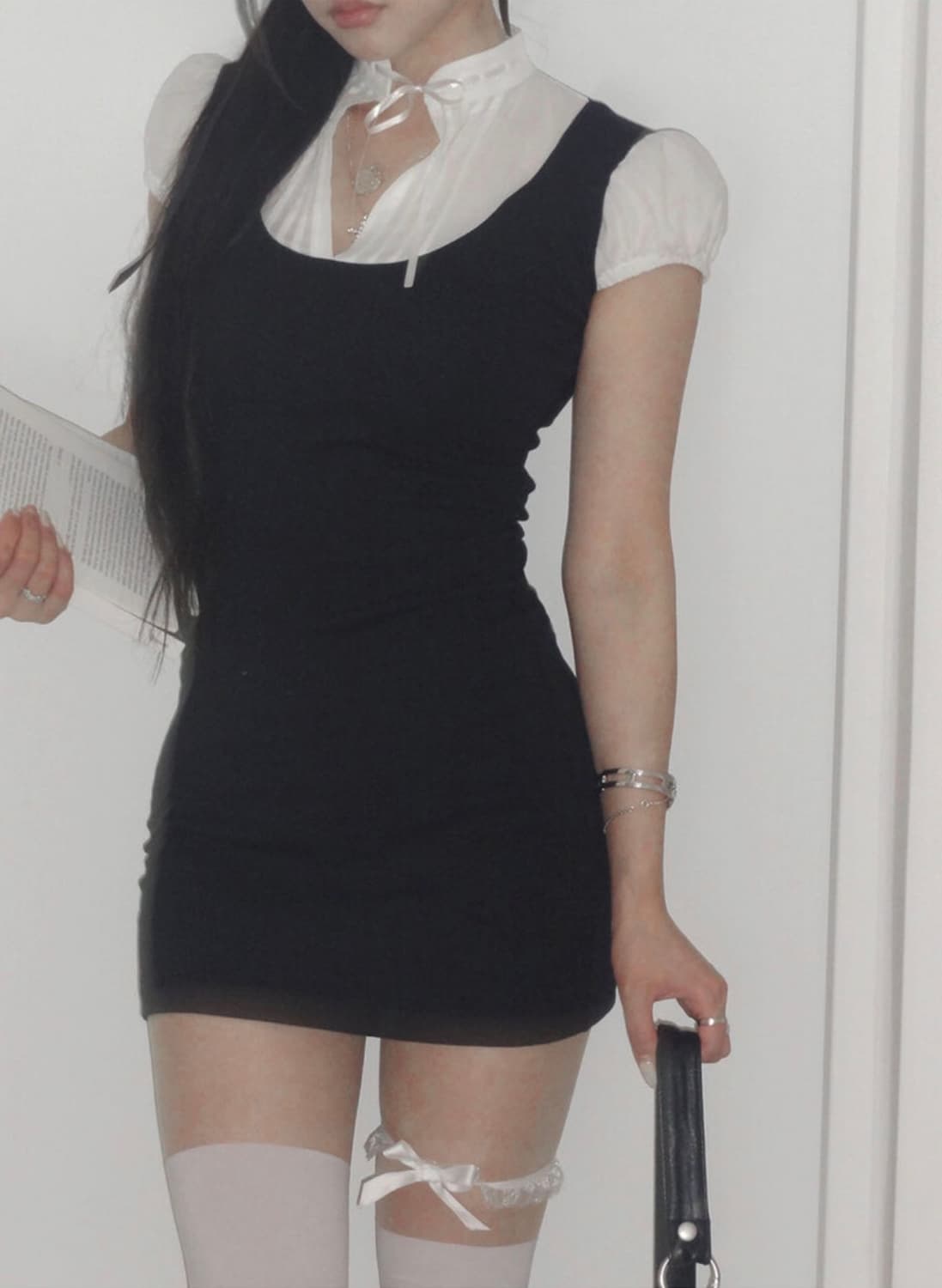 Angelnumber555 엔젤넘버555 이터널 걸후드 원피스🖤 상품이미지1