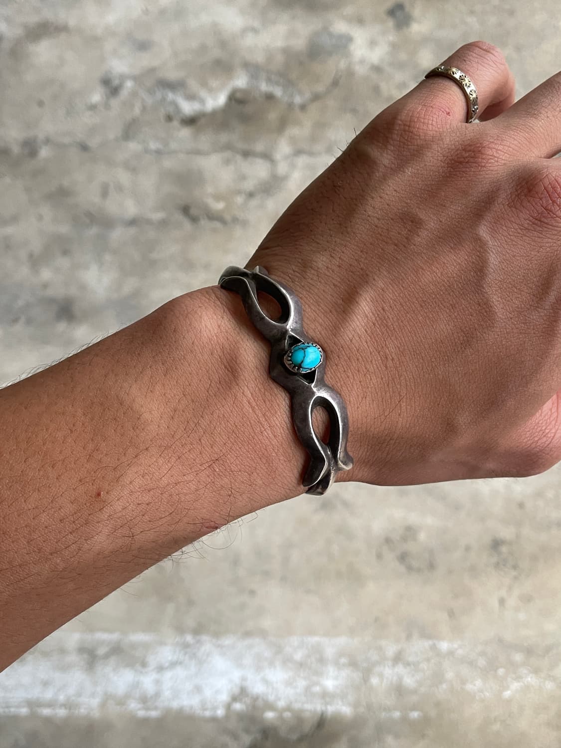 6-70s Navajo Silver Turquoise Bracelet 상품이미지1