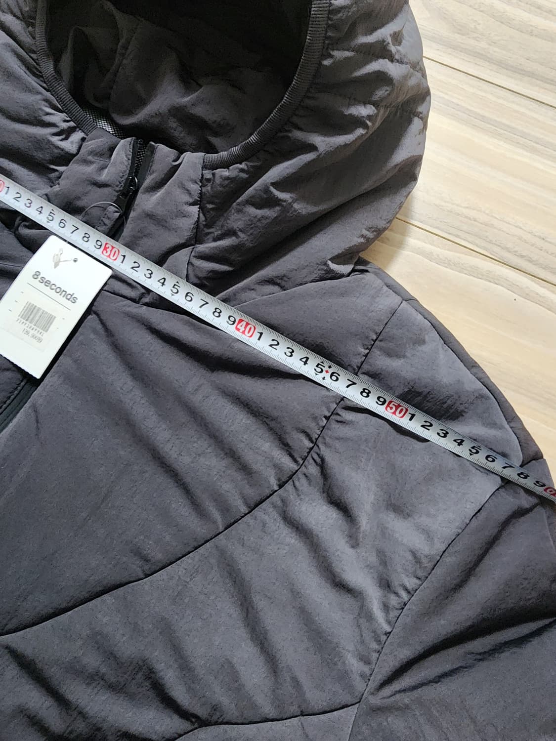 에잇세컨즈후드절개경량패딩점퍼차콜L 상품이미지6