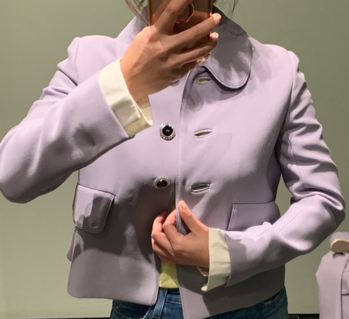 미우미우 크롭 자켓 정품 라벤더 색상 상품이미지1