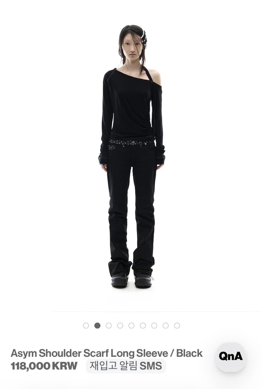 OJOS 탑, Asym Shoulder Scarf Long Sleeve 상품이미지1