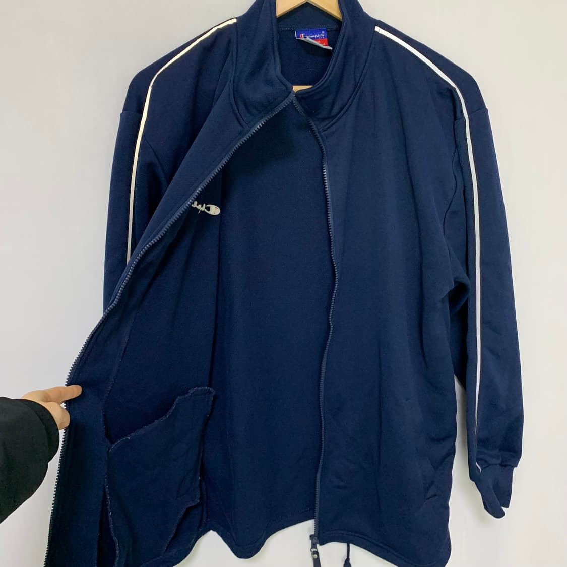 챔피온 네이비 트랙탑 라인 져지 L 남녀공용 빈티지 상품이미지4