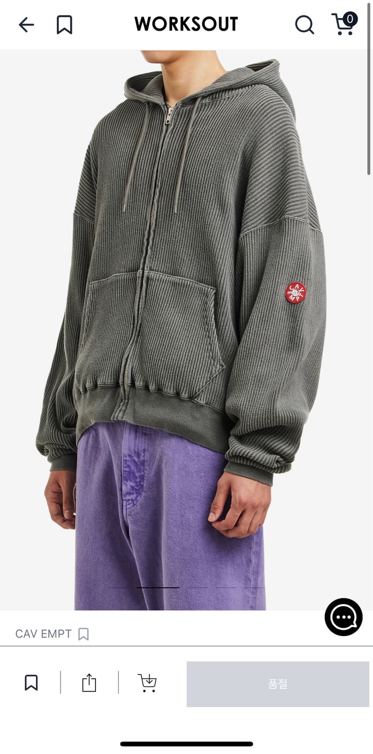 OVERDYE WIDE RIB CUT ZIP HOODY CHARCOAL 상품이미지2