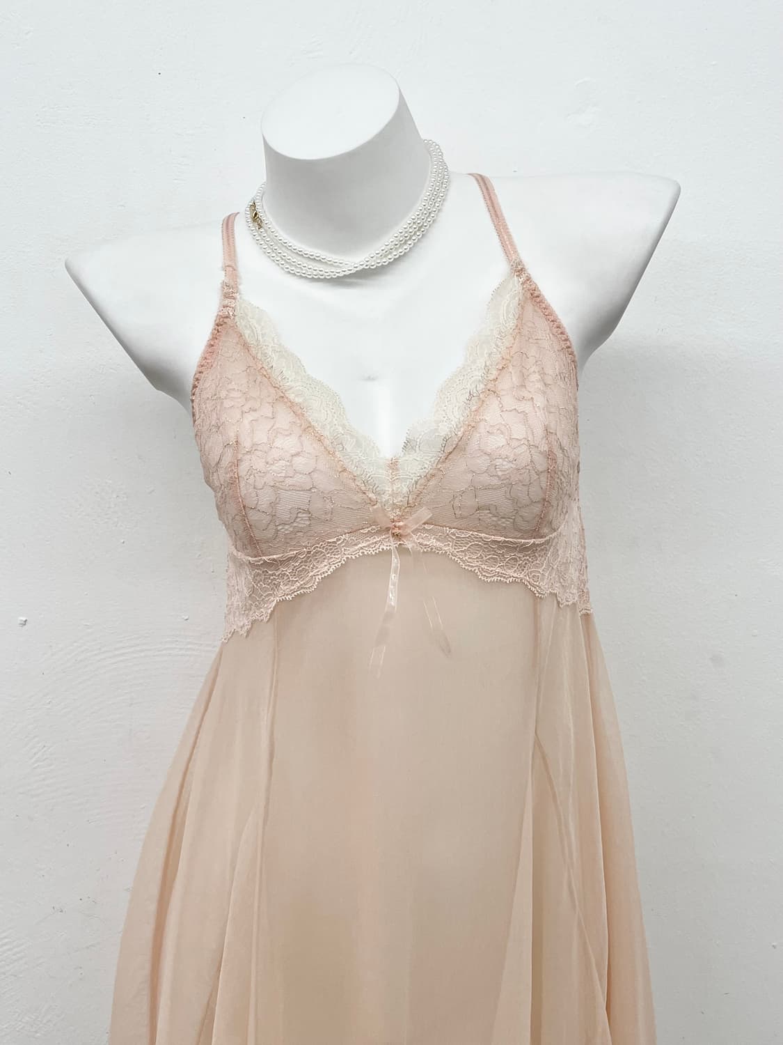 핑크 시어 샤인 레이스 슬립 상품이미지2