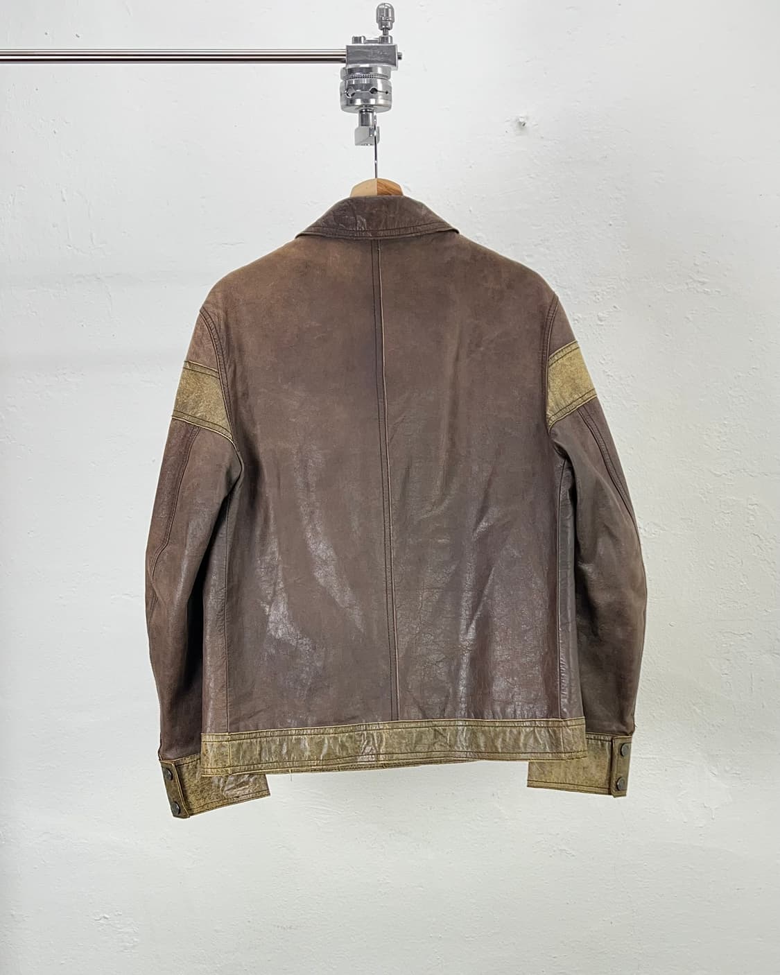 돌체 앤 가바나 브라운 아플리케 스트라이프 펠레 레더 스냅 버튼 자켓 상품이미지6