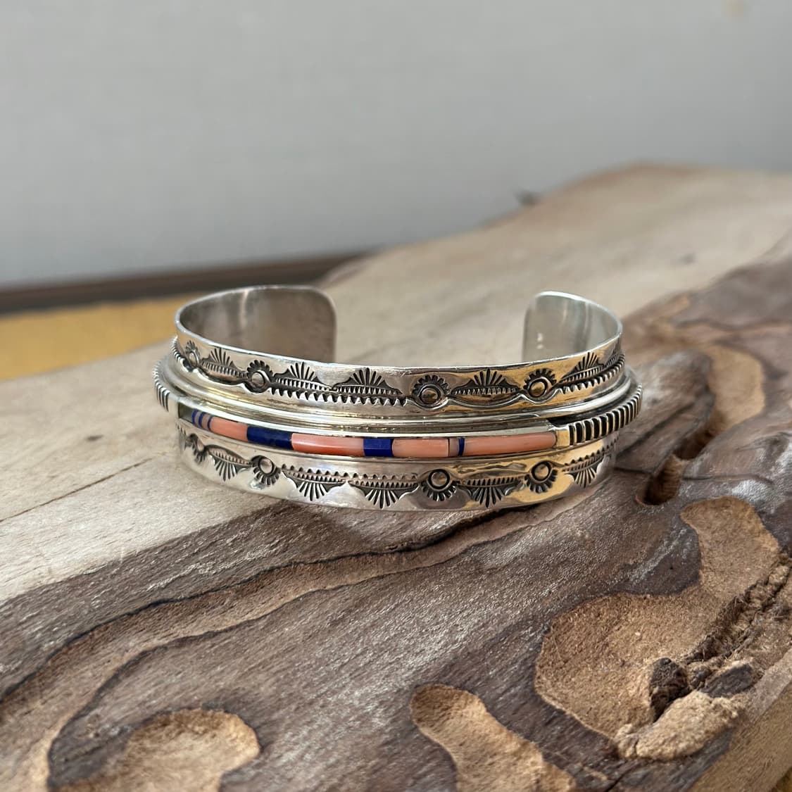 네이티브아메리칸 인디언주얼리 나바호 Rick tolino 인레이 커프 상품이미지2