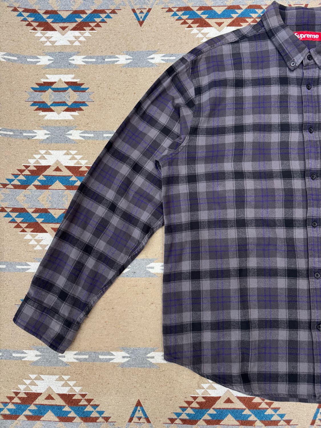 [L] 슈프림 플레이드 플란넬 셔츠 블랙 - 24SS 상품이미지4