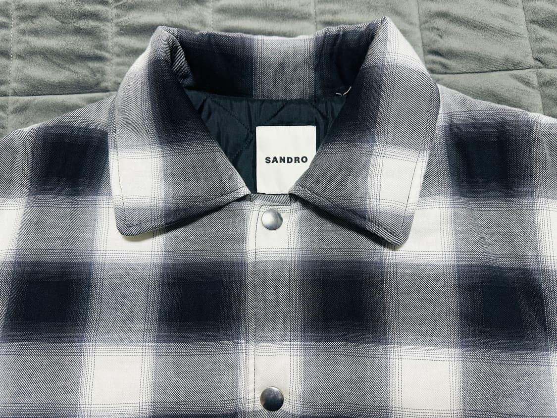 [L] 산드로 남자 체크 퀼팅 누빔 셔츠 자켓 블랙 상품이미지7