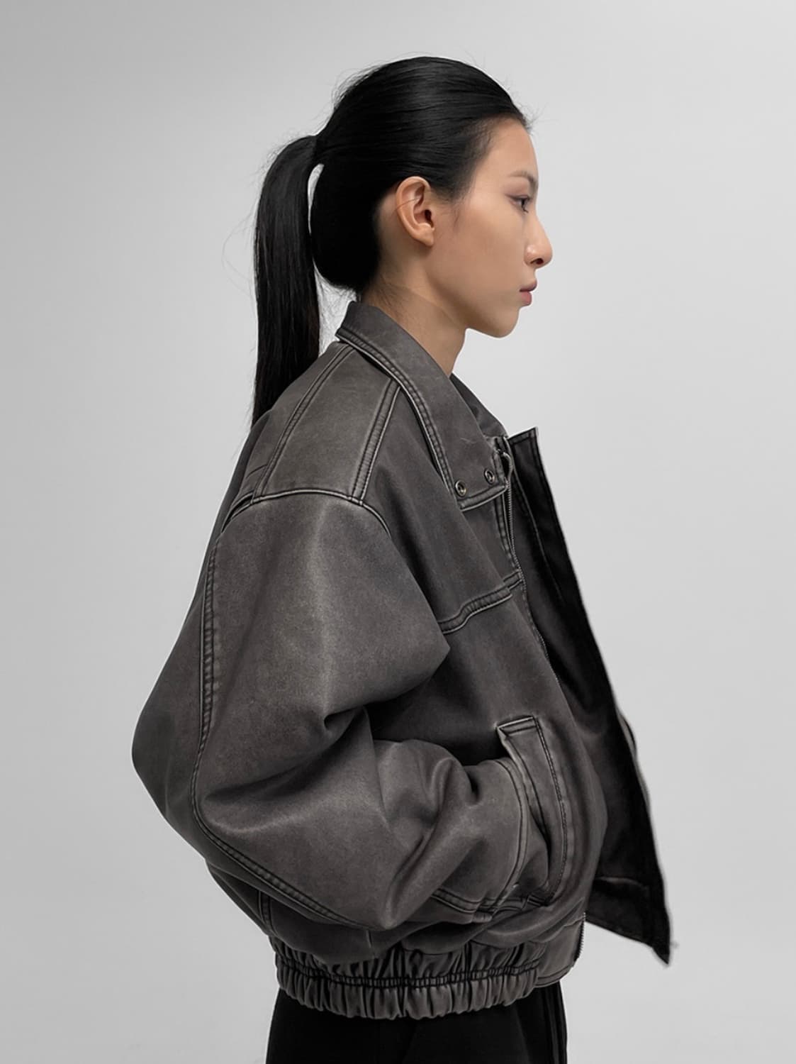 블랙업 레더 점퍼 상품이미지4