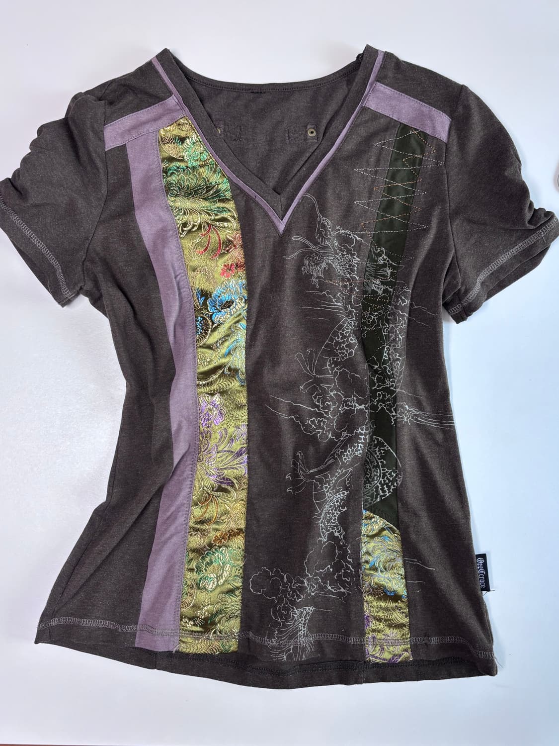 ozz on 오즈온 배색 브라운 반팔 브라운 상품이미지2