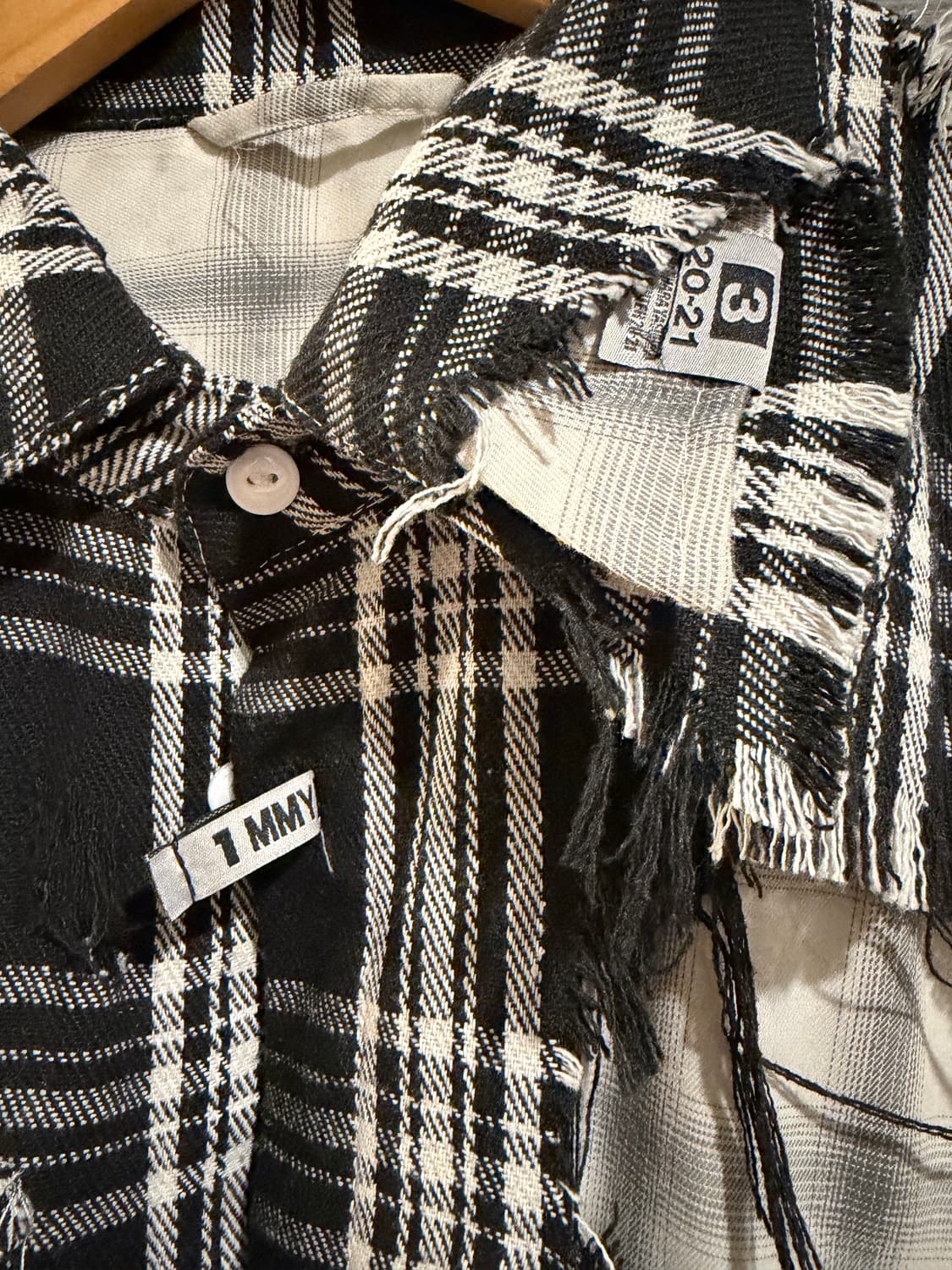 미하라 야스히로 데미지 체크 셔츠 46 (오버핏 실사이즈 110) 상품이미지3