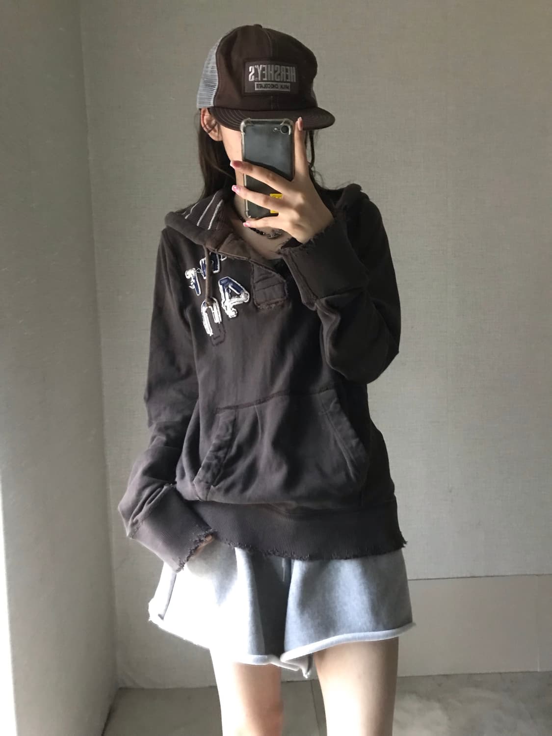 아베크롬비 브라운 오버핏 버튼 후드티 상품이미지4
