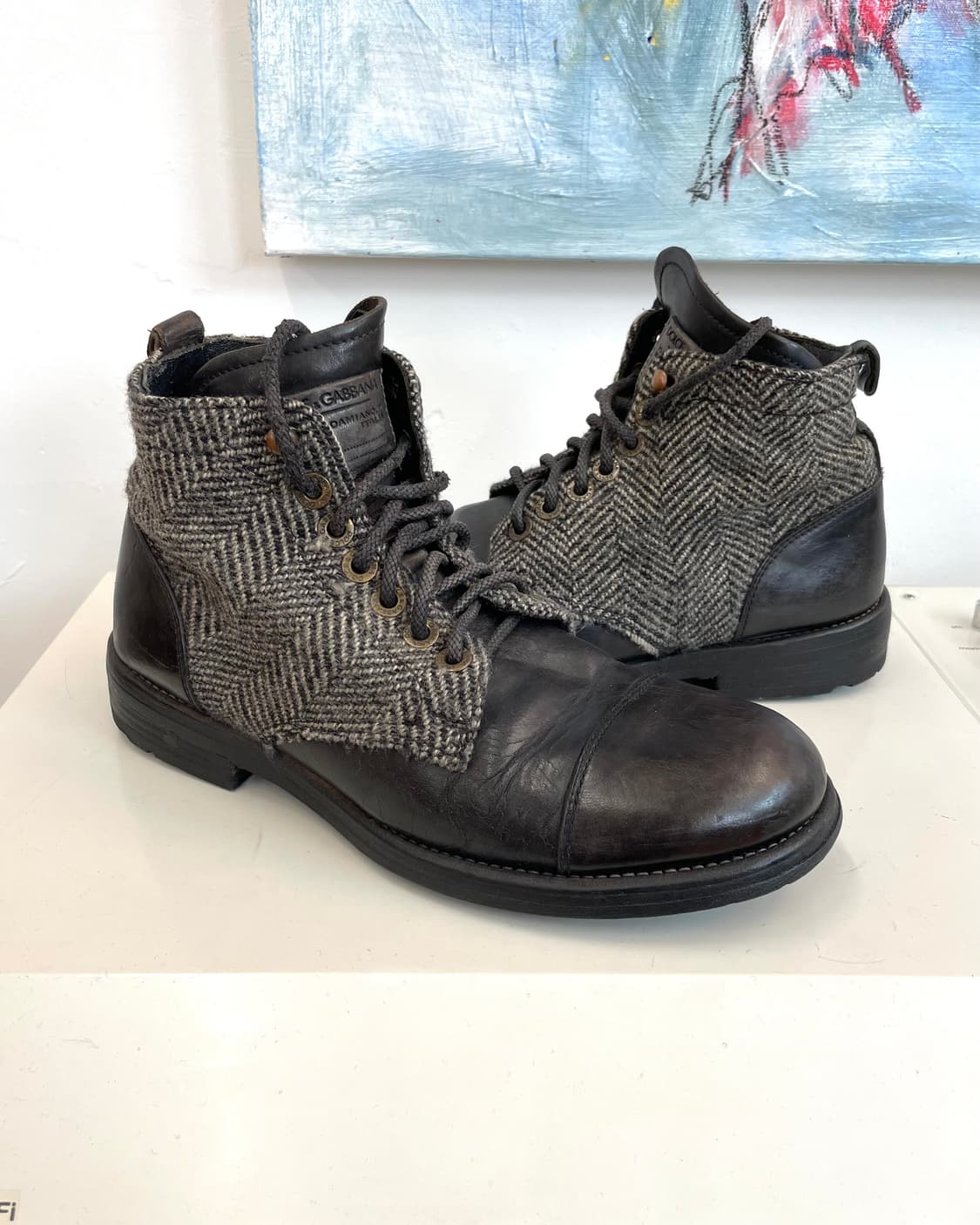 [250] 돌체앤가바나 헤링본 울 / 레더 부츠 상품이미지4