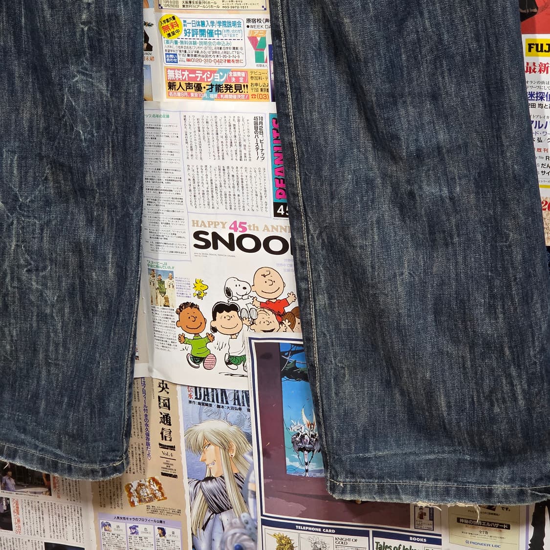 브라운 포켓 자수 빈티지 워싱 데미지 데님 팬츠 상품이미지6