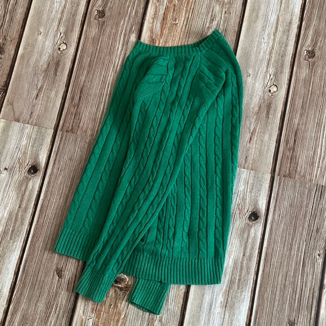 BEAMS+ 빔즈플러스 코튼 케이블 니트 그린 색상 M 사이즈 상품이미지3