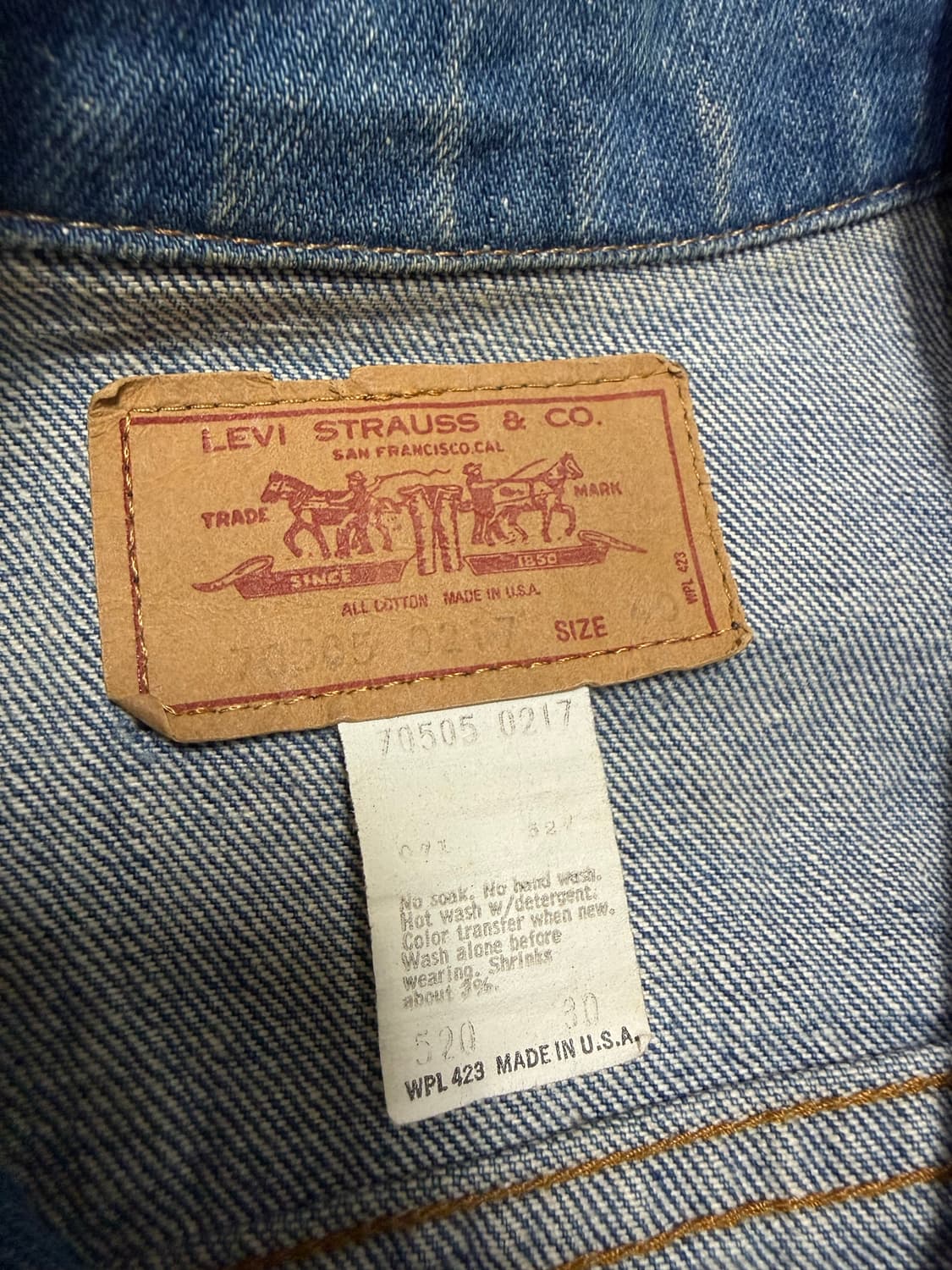 80s 리바이스 데님 자켓 70505-0217 40size  527각인  상품이미지3