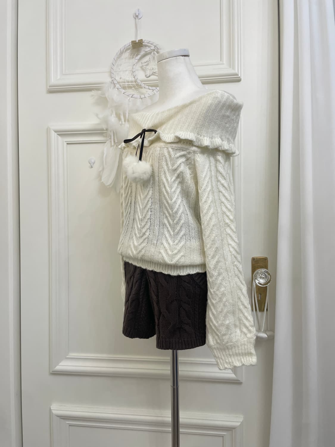 ANK ROUGE ivory lovely bow off-shoulder 상품이미지2
