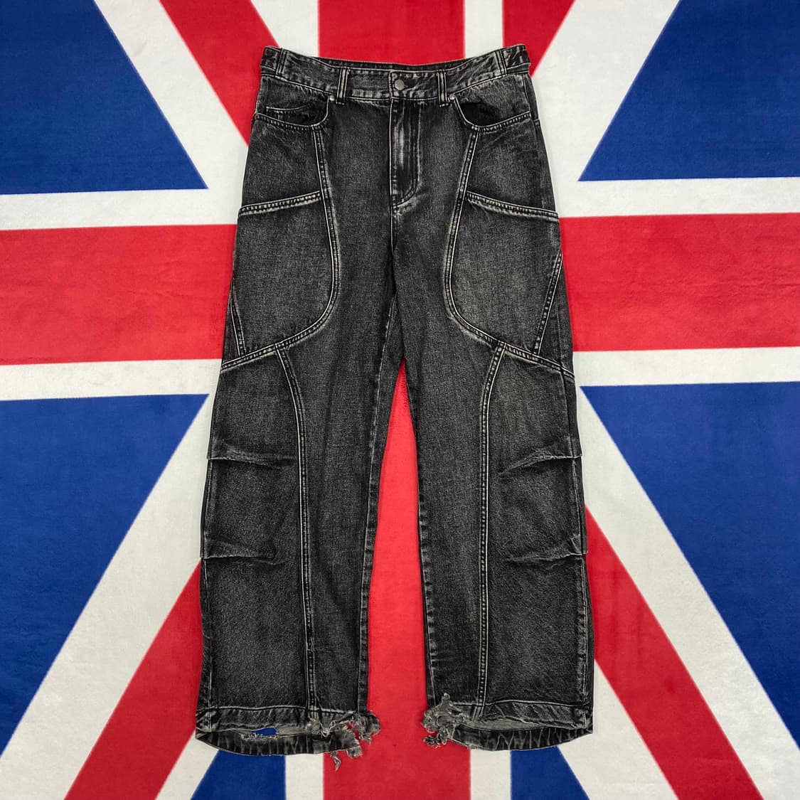 IDWS 아이돈워너셀 와이드 흑청데님팬츠 0 실측32 상품이미지1