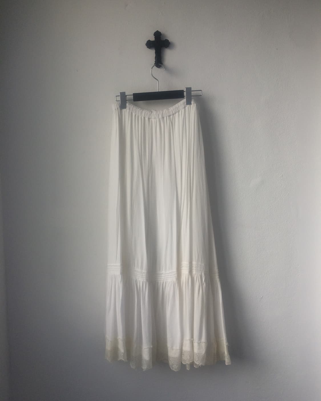 Lace point white long skirt 상품이미지4