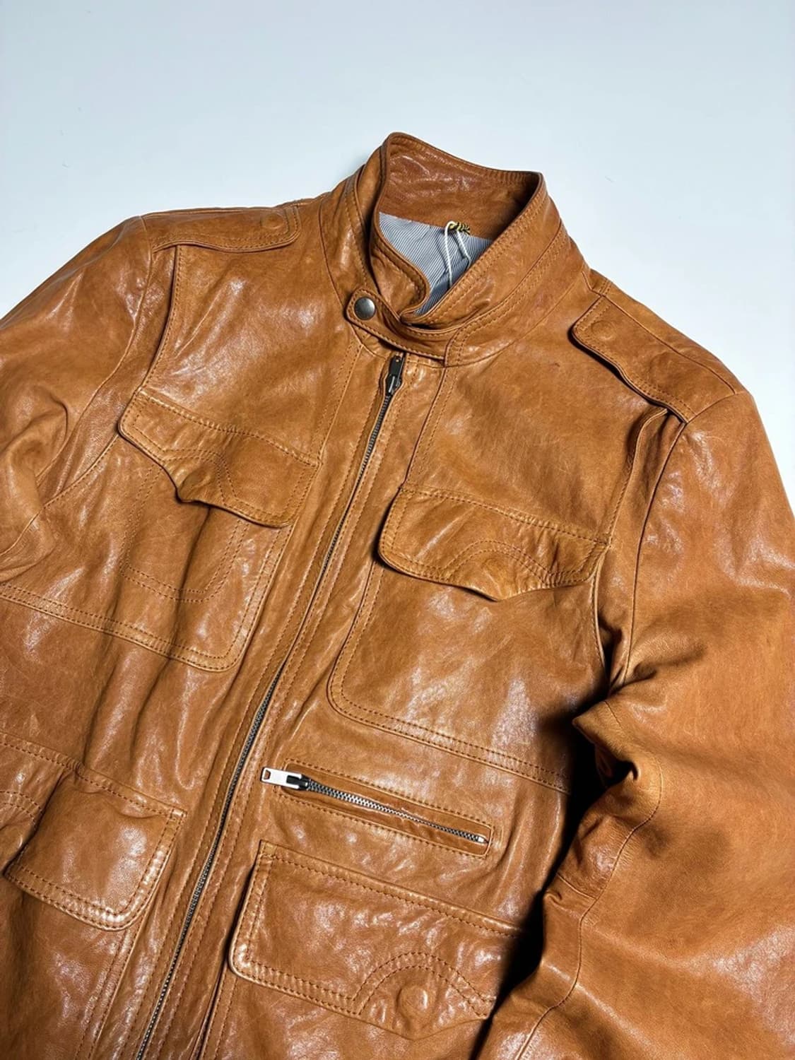 커스텀멜로우 10FW 4포켓 하이넥 양가죽 자켓 R1384 상품이미지2