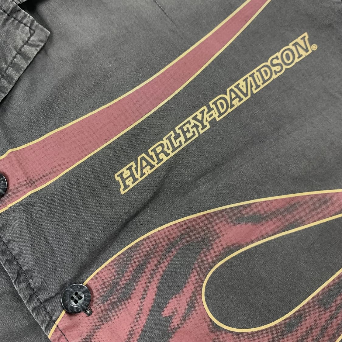 90‘s 할리 데이비슨 플레임 로고 페이드 하프 셔츠 상품이미지3