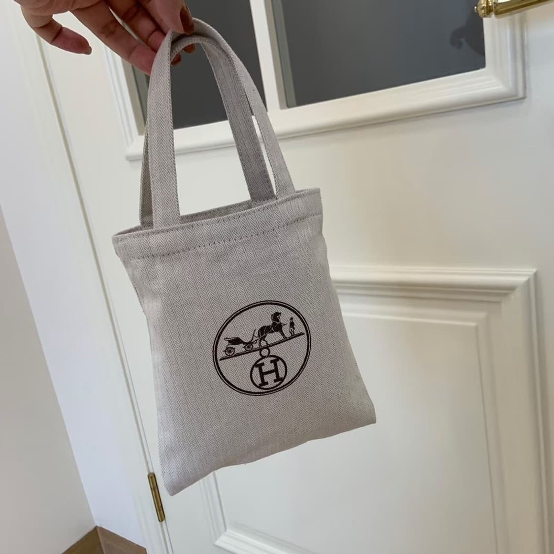 에르메스 뷰티 캔버스백 스몰 토드백 상품이미지5