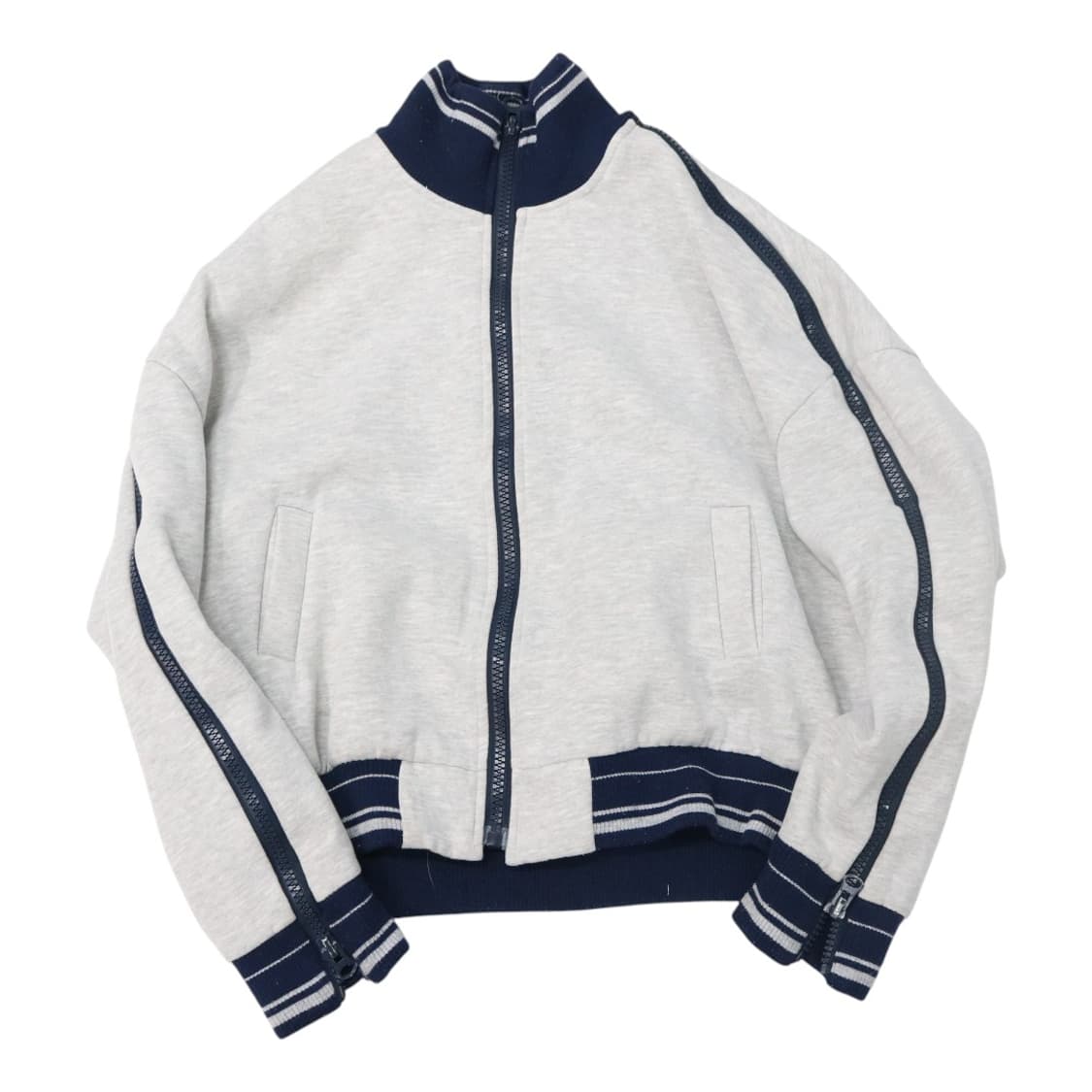 빈티지 멜란지 그레이 사이드라인 지퍼 스웨트 트랙탑 상품이미지1