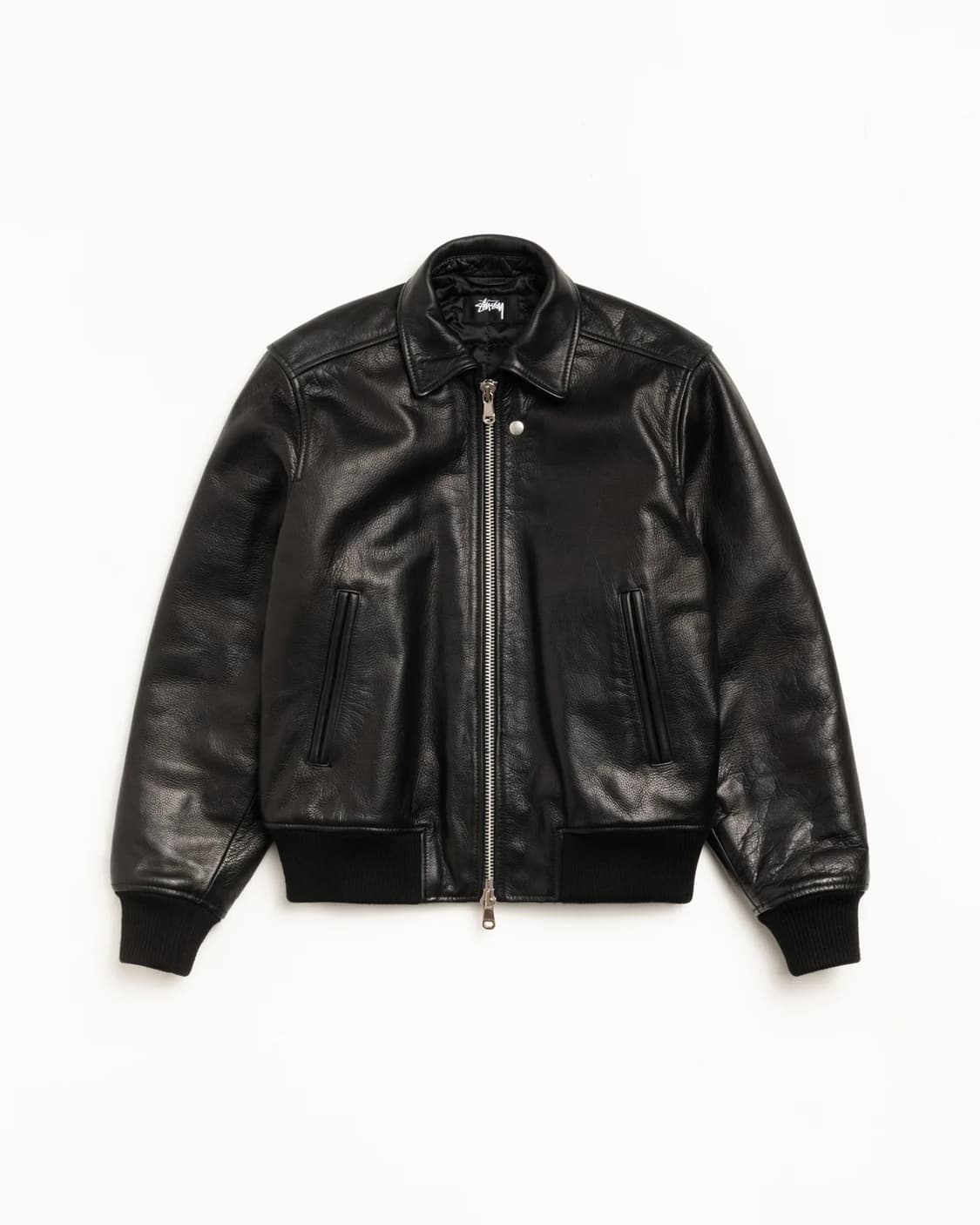 Stussy Flight Leather Jacket Black 상품이미지1