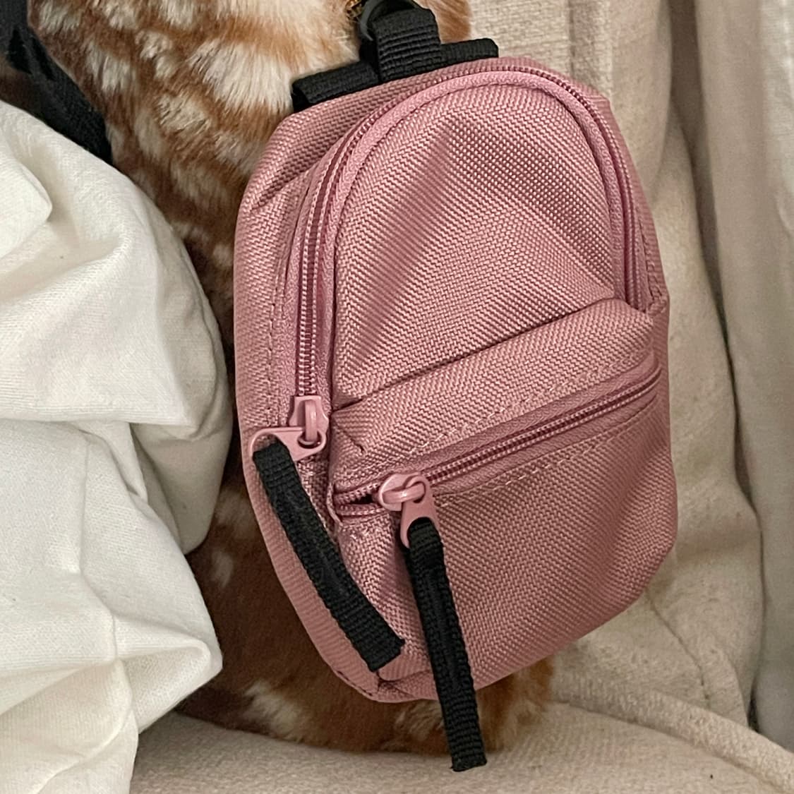 키링 무인양품 무지 발수 미니 륙색 백팩 파우치 핑크 블랙 두개 일괄 상품이미지6