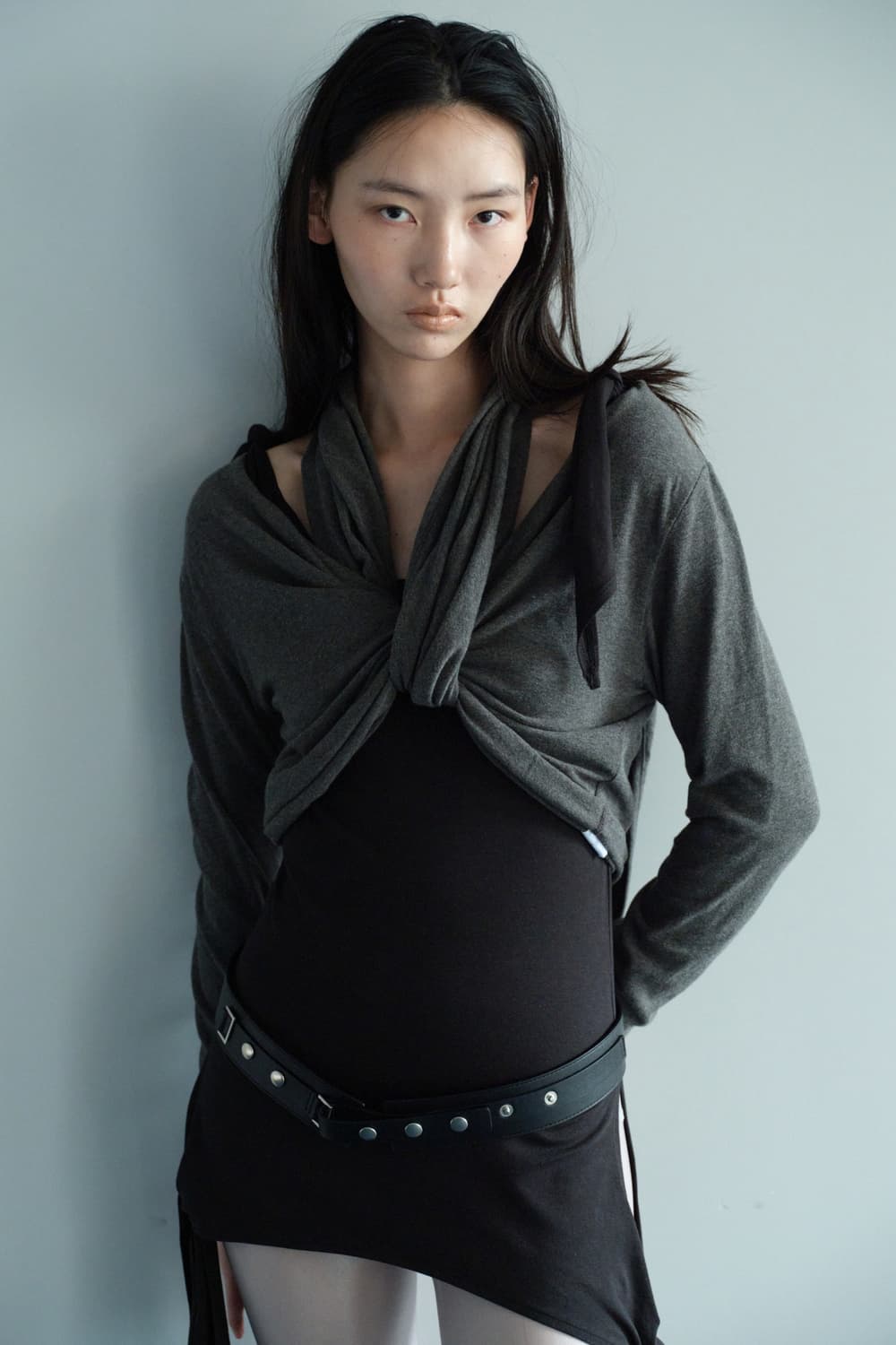 CERRIC 드롭 랩 가디건 차콜 상품이미지4