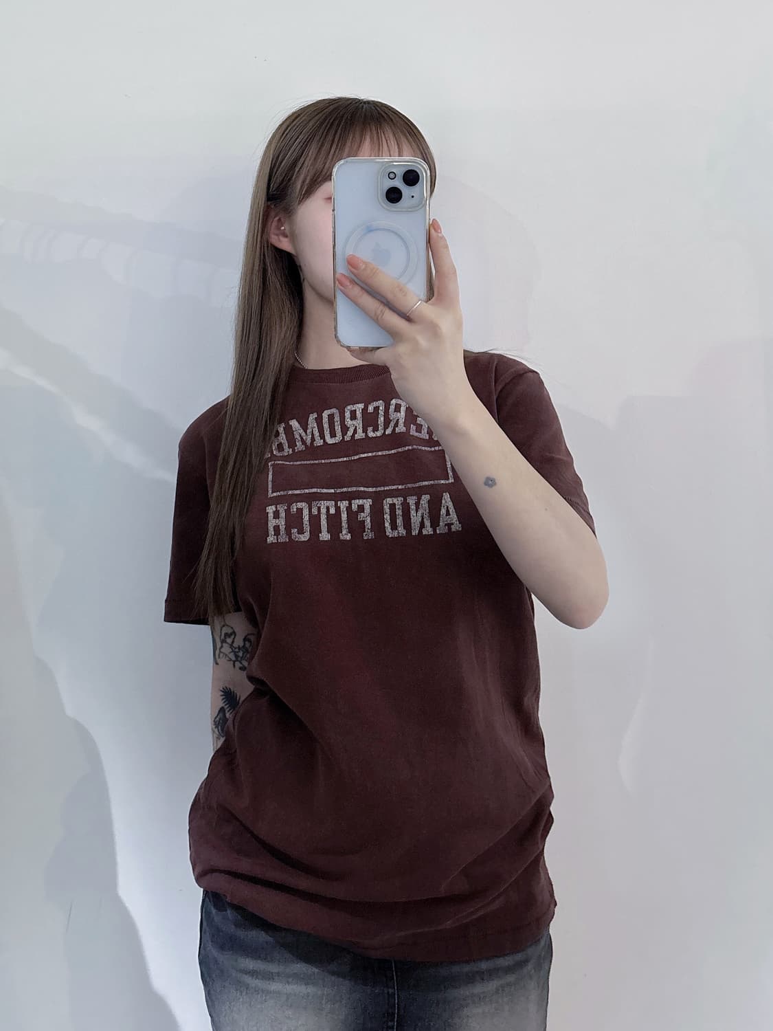 아베크롬비 브라운 빅로고 반팔 상품이미지2