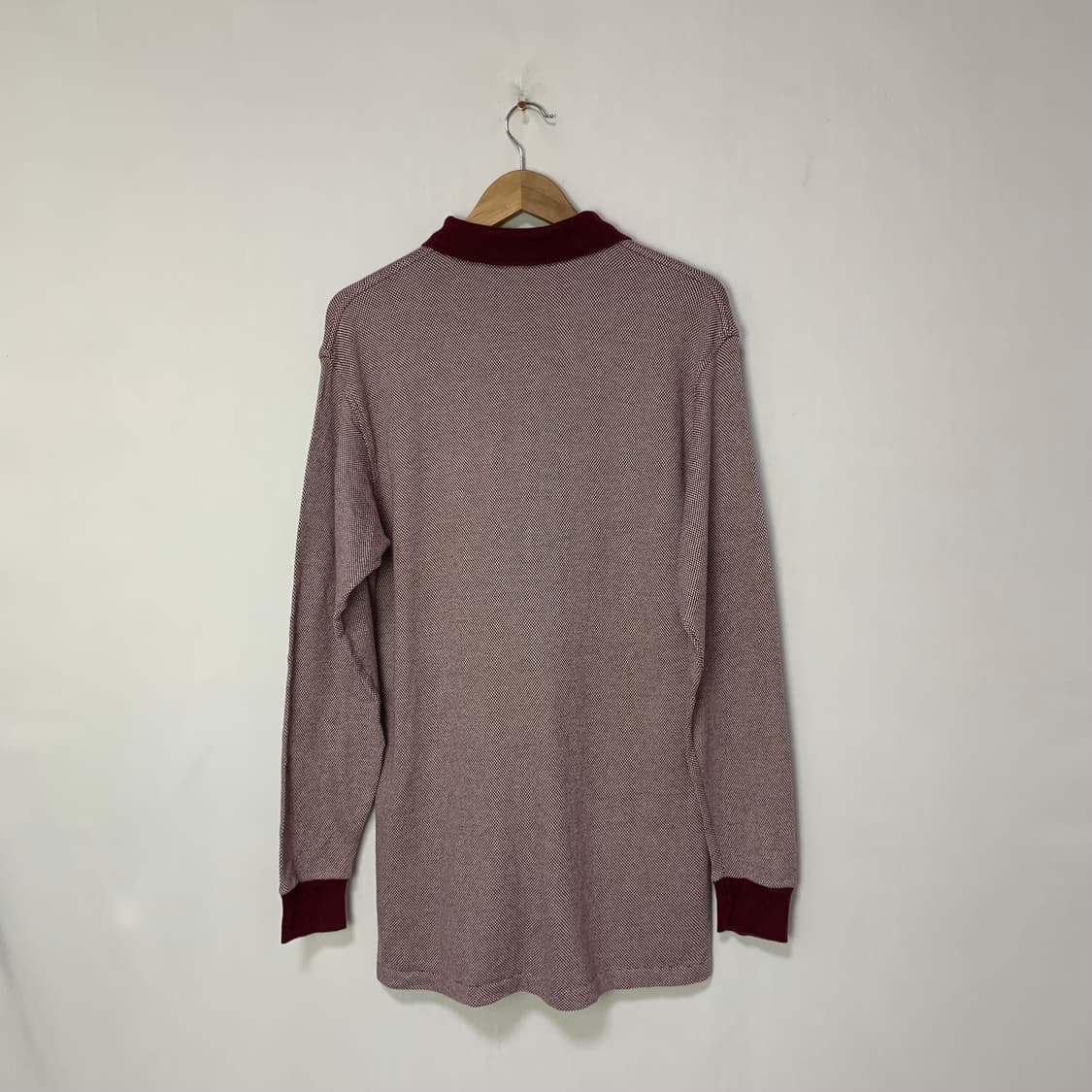 버버리 긴팔 롱기장 카라티 롱슬리브 M 버건디 빈티지 남녀공용 상품이미지5